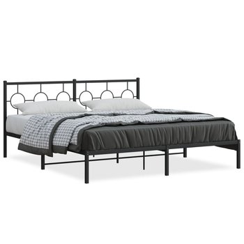 vidaXL Metalowa rama łóżka z wezgłowiem, czarna, 180x200 cm - vidaXL