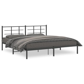 vidaXL Metalowa rama łóżka z wezgłowiem, czarna, 193x203 cm - vidaXL