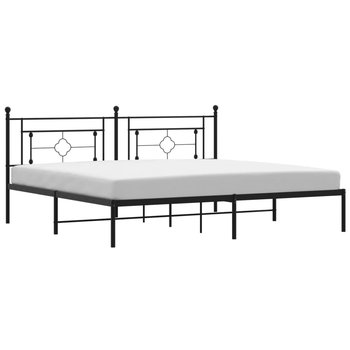 vidaXL Metalowa rama łóżka z wezgłowiem, czarna, 200x200 cm - vidaXL