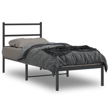 vidaXL Metalowa rama łóżka z wezgłowiem, czarna, 80x200 cm - vidaXL