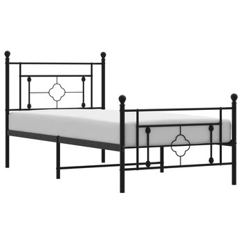 vidaXL Metalowa rama łóżka z wezgłowiem i zanóżkiem, czarna, 100x200cm - vidaXL