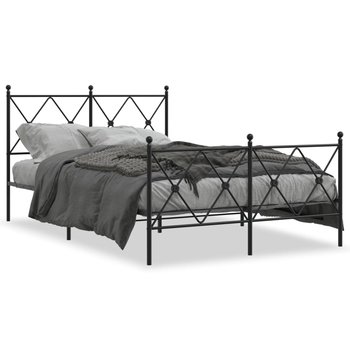 vidaXL Metalowa rama łóżka z wezgłowiem i zanóżkiem, czarna, 120x200cm - vidaXL