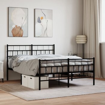 vidaXL Metalowa rama łóżka z wezgłowiem i zanóżkiem, czarna, 160x200cm - vidaXL