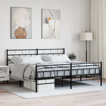 vidaXL Metalowa rama łóżka z wezgłowiem i zanóżkiem, czarna, 183x213cm - vidaXL