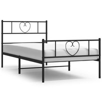 vidaXL Metalowa rama łóżka z wezgłowiem i zanóżkiem, czarna, 90x190 cm vidaXL