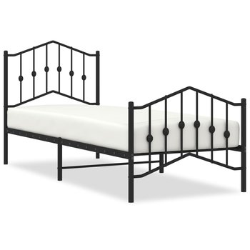 vidaXL Metalowa rama łóżka z wezgłowiem i zanóżkiem, czarna, 90x200 cm - vidaXL