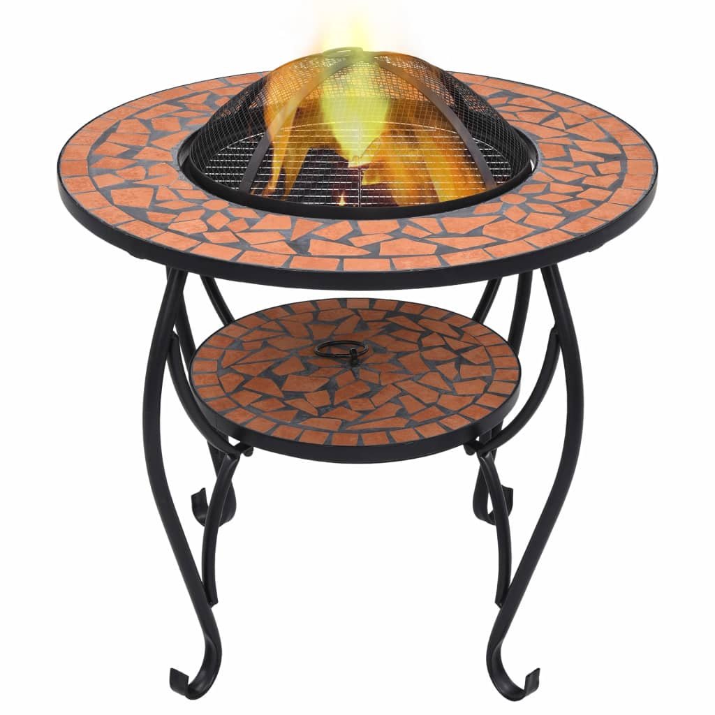 Zdjęcia - Wkład kominkowy / piec VidaXL Mozaikowe palenisko ze stolikiem, terakota, 68 cm, ceramika 