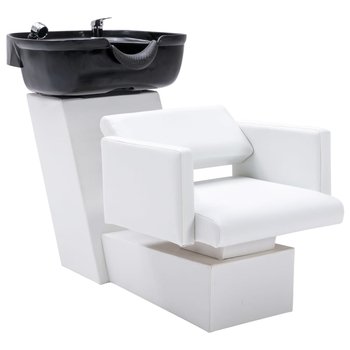 vidaXL Myjnia fryzjerska, fotel z umywalką, biało-czarna, 129x59x82 cm - vidaXL