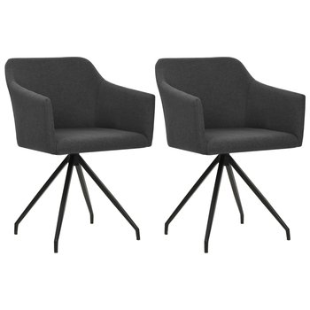 vidaXL Obrotowe krzesła stołowe, 2 szt., ciemnoszare, tkanina - vidaXL