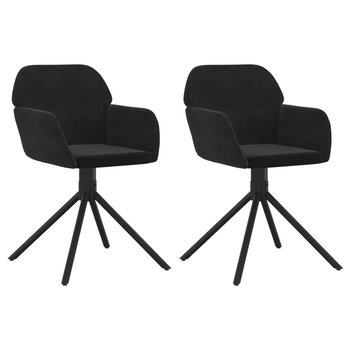 vidaXL Obrotowe krzesła stołowe, 2 szt., czarne, aksamitne - vidaXL