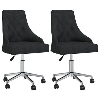 vidaXL Obrotowe krzesła stołowe, 2 szt., czarne, obite tkaniną - vidaXL