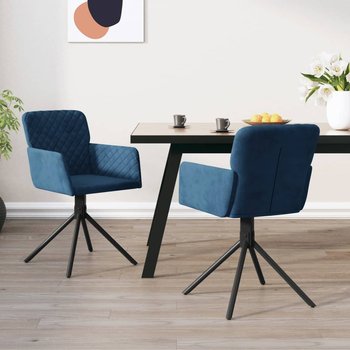 vidaXL Obrotowe krzesła stołowe, 2 szt., niebieskie, obite aksamitem - vidaXL