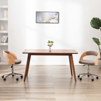 vidaXL Obrotowe krzesła stołowe, 2 szt., taupe, gięte drewno i tkanina - vidaXL