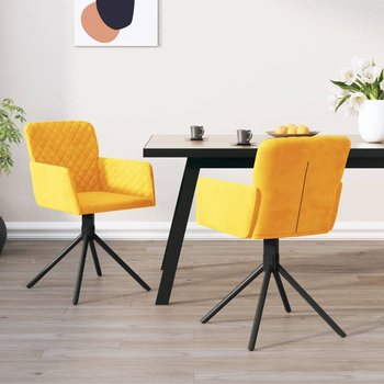 vidaXL Obrotowe krzesła stołowe, 2 szt., żółte, aksamitne - vidaXL