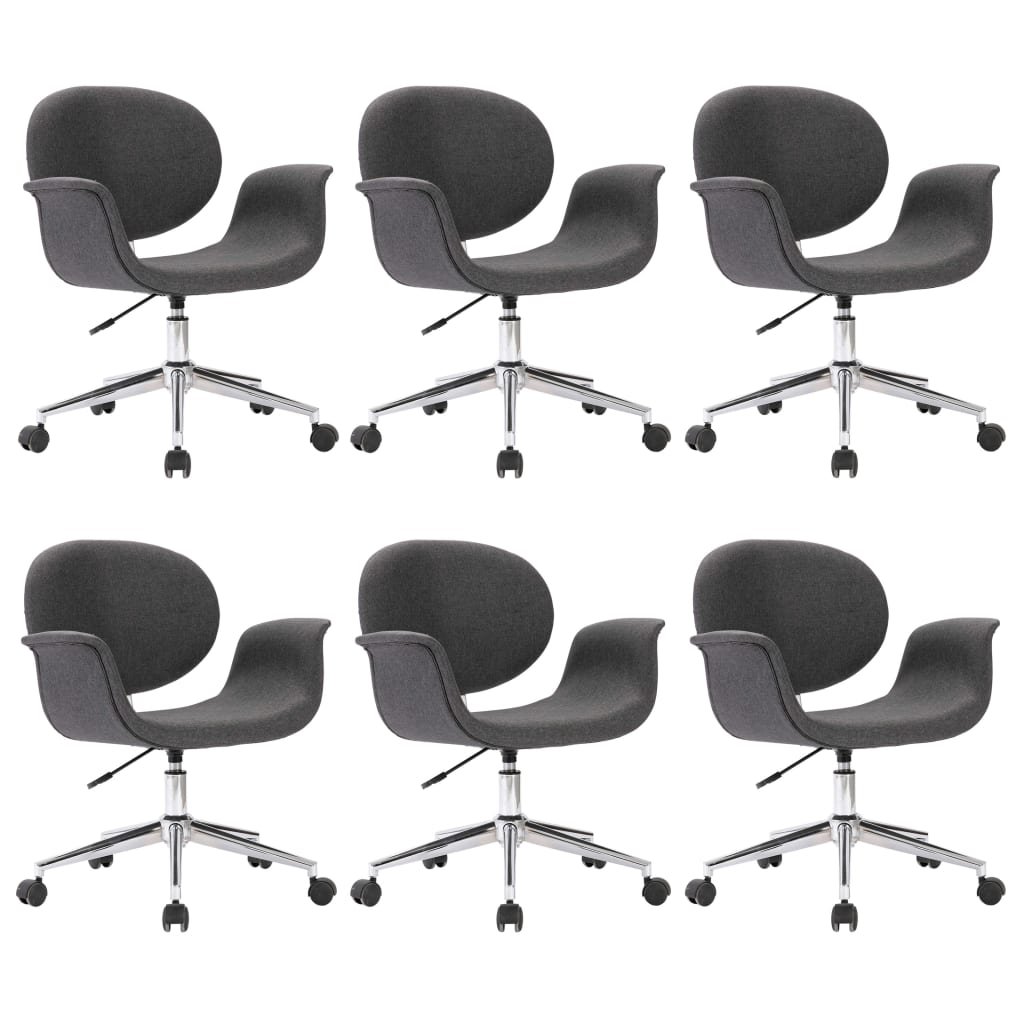 vidaXL Obrotowe krzesła stołowe, 6 szt., szare, obite tkaniną