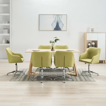 vidaXL Obrotowe krzesła stołowe, 6 szt., zielone, tkanina - vidaXL