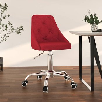 vidaXL Obrotowe krzesło biurowe, winna czerwień, tapicerowane tkaniną - vidaXL