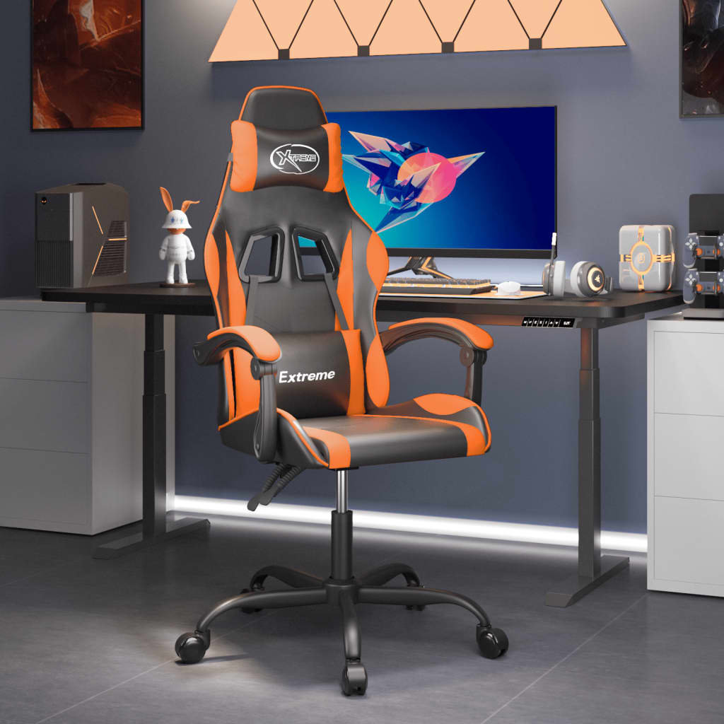 Фото - Комп'ютерне крісло VidaXL obrotowy fotel gamingowy, czarno-pomarańczowy, sztuczna skóra 