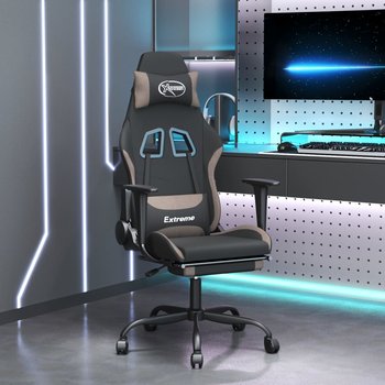Vidaxl obrotowy fotel gamingowy z podnóżkiem, czarny i taupe, tkanina - vidaXL