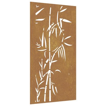 vidaXL Ogrodowa dekoracja ścienna, 105x55 cm, stal kortenowska, bambus - vidaXL