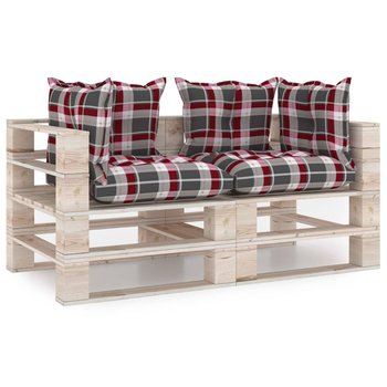 vidaXL Ogrodowa sofa 2-os. z palet, z poduszkami, drewno sosnowe - vidaXL