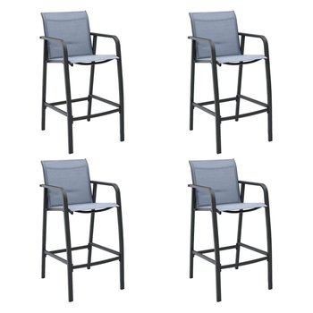 vidaXL Ogrodowe krzesła barowe, 4 szt., szare, tworzywo textilene - vidaXL