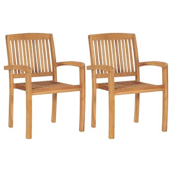 vidaXL Ogrodowe krzesła sztaplowane, 2 szt., lite drewno tekowe - vidaXL