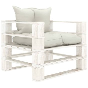 vidaXL Ogrodowe siedzisko z palet, z beżowymi poduszkami, drewniane - vidaXL
