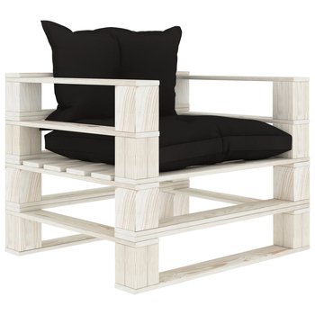vidaXL Ogrodowe siedzisko z palet z czarnymi poduszkami, drewniane - vidaXL