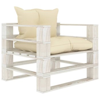 vidaXL Ogrodowe siedzisko z palet, z kremowymi poduszkami, drewniane - vidaXL