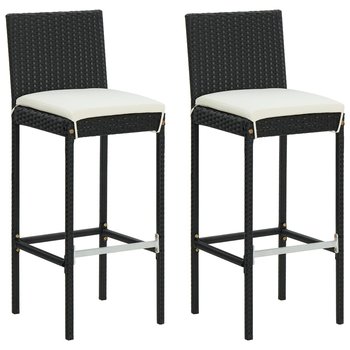 vidaXL Ogrodowe stołki barowe z poduszkami, 2 szt., czarne, polirattan - vidaXL