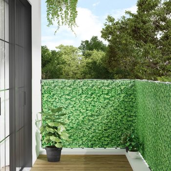 vidaXL Osłona na ogrodzenie, zielona, wzór roślin, 500x120 cm, PVC - vidaXL