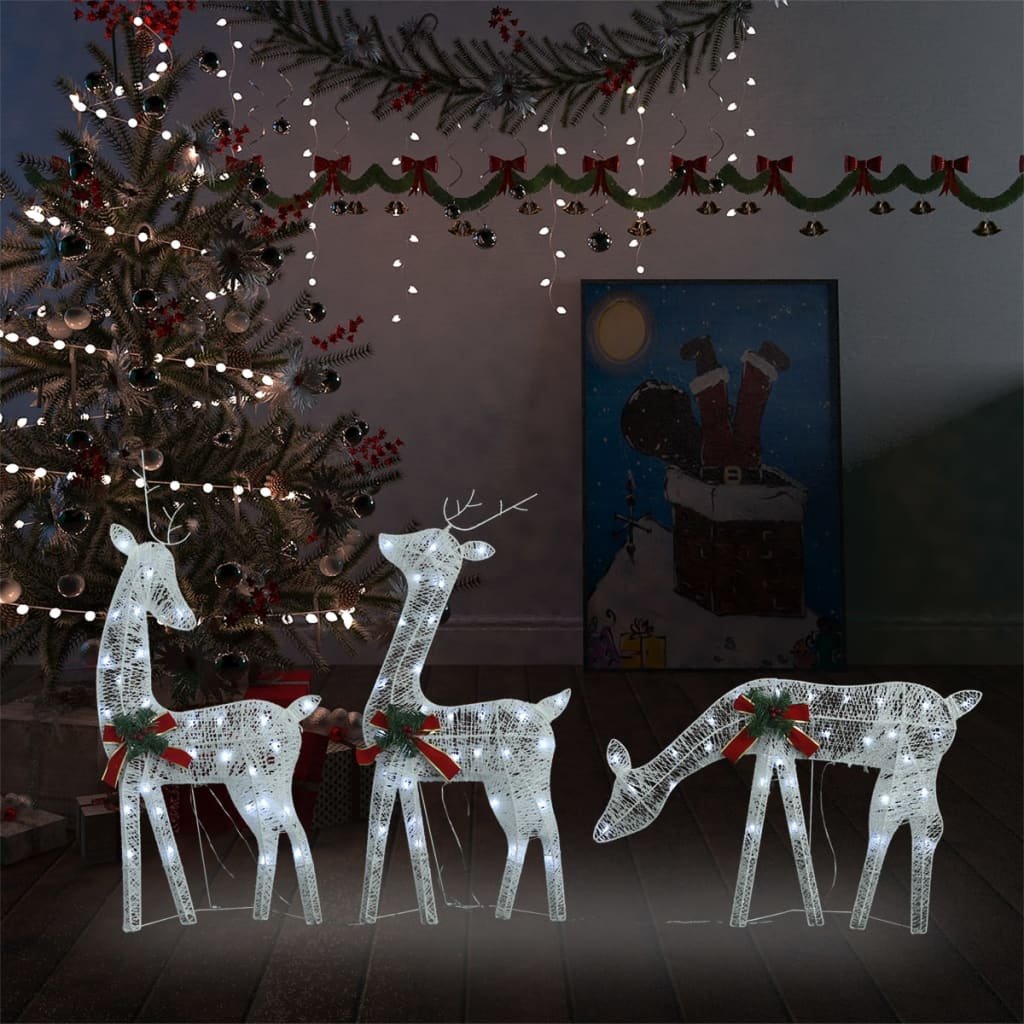 Zdjęcia - Ozdoby świąteczne VidaXL Ozdoba świąteczna: rodzina reniferów, 270x7x90 cm, zimna biel 