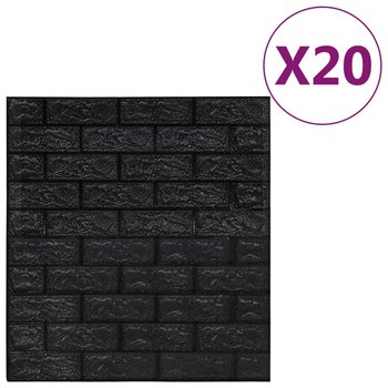 vidaXL Panele 3D z imitacją cegły, samoprzylepne, 20 szt., czarne - vidaXL