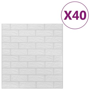 vidaXL Panele 3D z imitacją cegły, samoprzylepne, 40 szt., białe - vidaXL