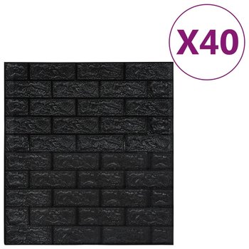 vidaXL Panele 3D z imitacją cegły, samoprzylepne, 40 szt., czarne - vidaXL