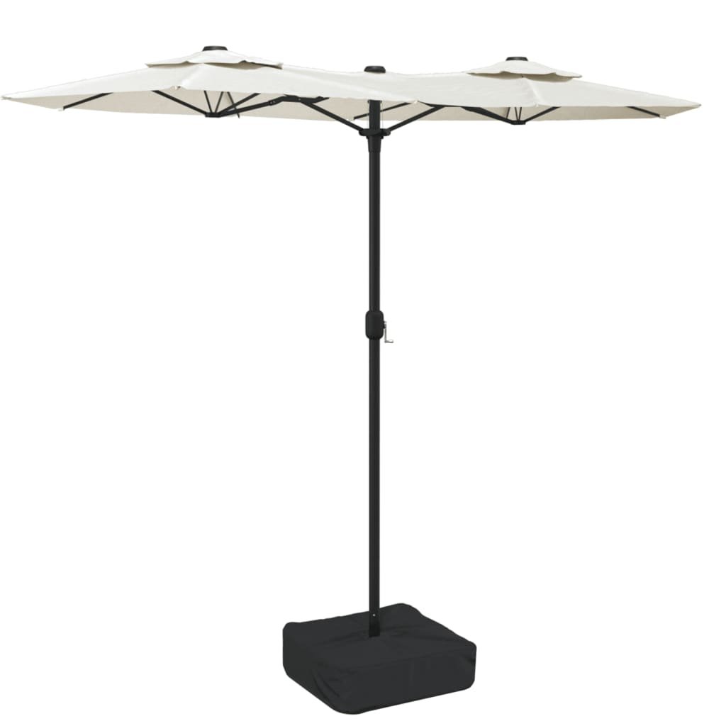 VidaXL Parasol de Jardin à Double Tête avec LED, Pare-soleil de Patio, Abri de Soleil, Parasol de Plage Terrasse Extérieur, 362958 - Jardin