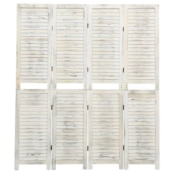 vidaXL Parawan 4-panelowy, biały, 140 x 165 cm, drewniany - vidaXL