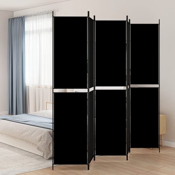 vidaXL Parawan 5-panelowy, czarny, 250x220 cm, tkanina - vidaXL