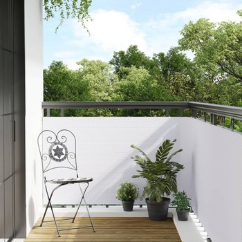 vidaXL Parawan balkonowy, biały, 300x100 cm, polirattan - vidaXL