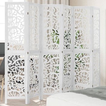 vidaXL Parawan pokojowy, 6-panelowy, biały, lite drewno paulowni - vidaXL