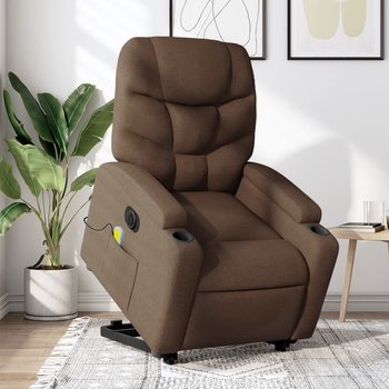 vidaXL Podnoszony fotel masujący, elektryczny, rozkładany, brązowy - vidaXL