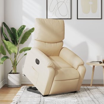 vidaXL Podnoszony fotel masujący, elektryczny, rozkładany, kremowy - vidaXL