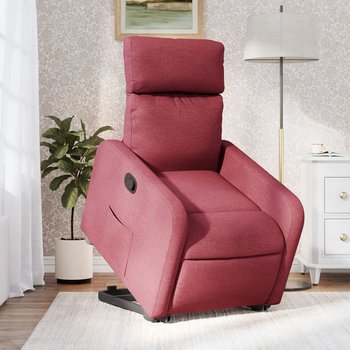 vidaXL Podnoszony fotel rozkładany, winna czerwień, obity tkaniną - vidaXL