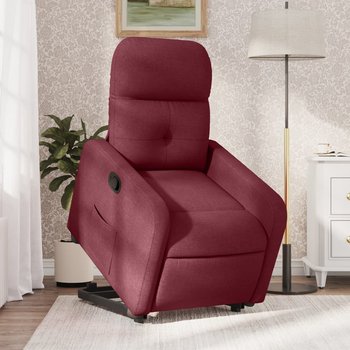vidaXL Podnoszony fotel rozkładany, winna czerwień, obity tkaniną - vidaXL