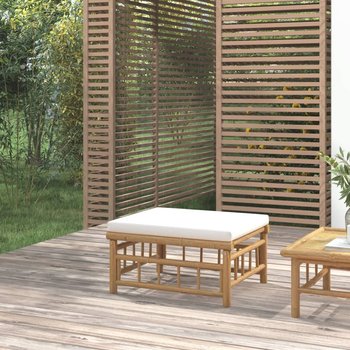 vidaXL Podnóżek ogrodowy, kremowa poduszka, bambusowy - vidaXL