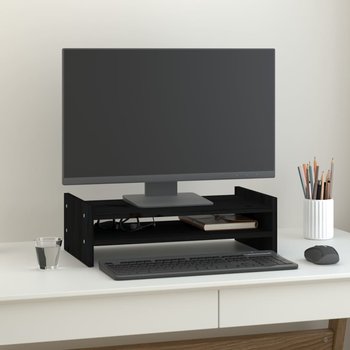 vidaXL Podstawka na monitor, czarna, 50x27x15 cm, lite drewno sosnowe - VidaXL