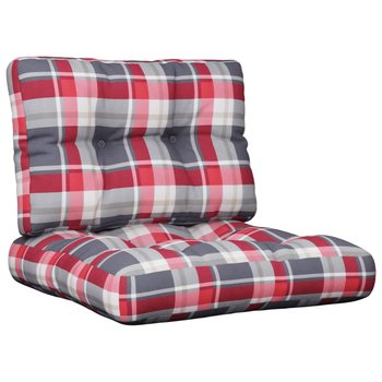 vidaXL Poduszki na sofę z palet, 2 szt., czerwona krata, tkanina - vidaXL