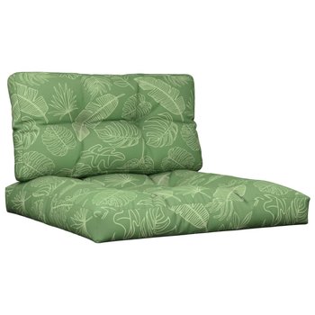 vidaXL Poduszki na sofę z palet, 2 szt., wzór w liście, tkanina - vidaXL