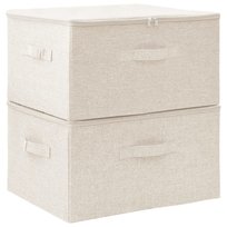 vidaXL Pojemniki, 2 szt., tkanina, 43x34x23 cm, kremowe